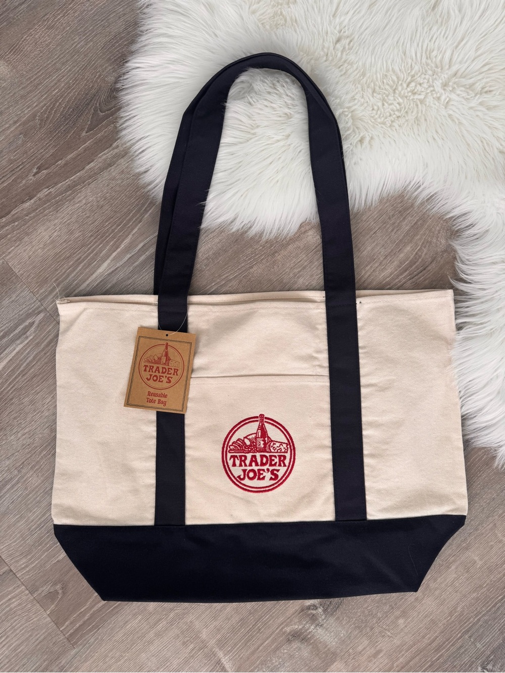 💙 Trader Joe's Navy Blue Canvas Tote Bag
